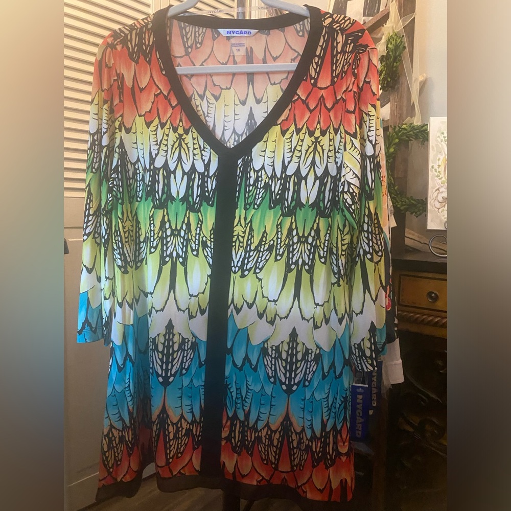 Peter Nygard Artsy Multicolored Tunic Top 1X